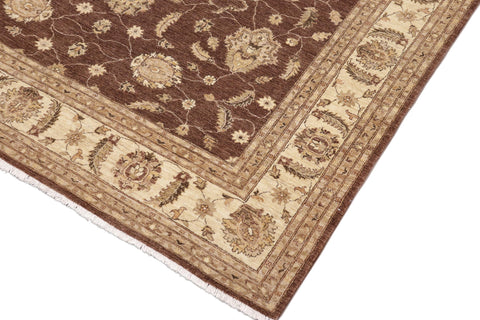 handmade Transitional Kafkaz Brown Beige Hand Knotted RECTANGLE 100% WOOL area rug 9' x 12'