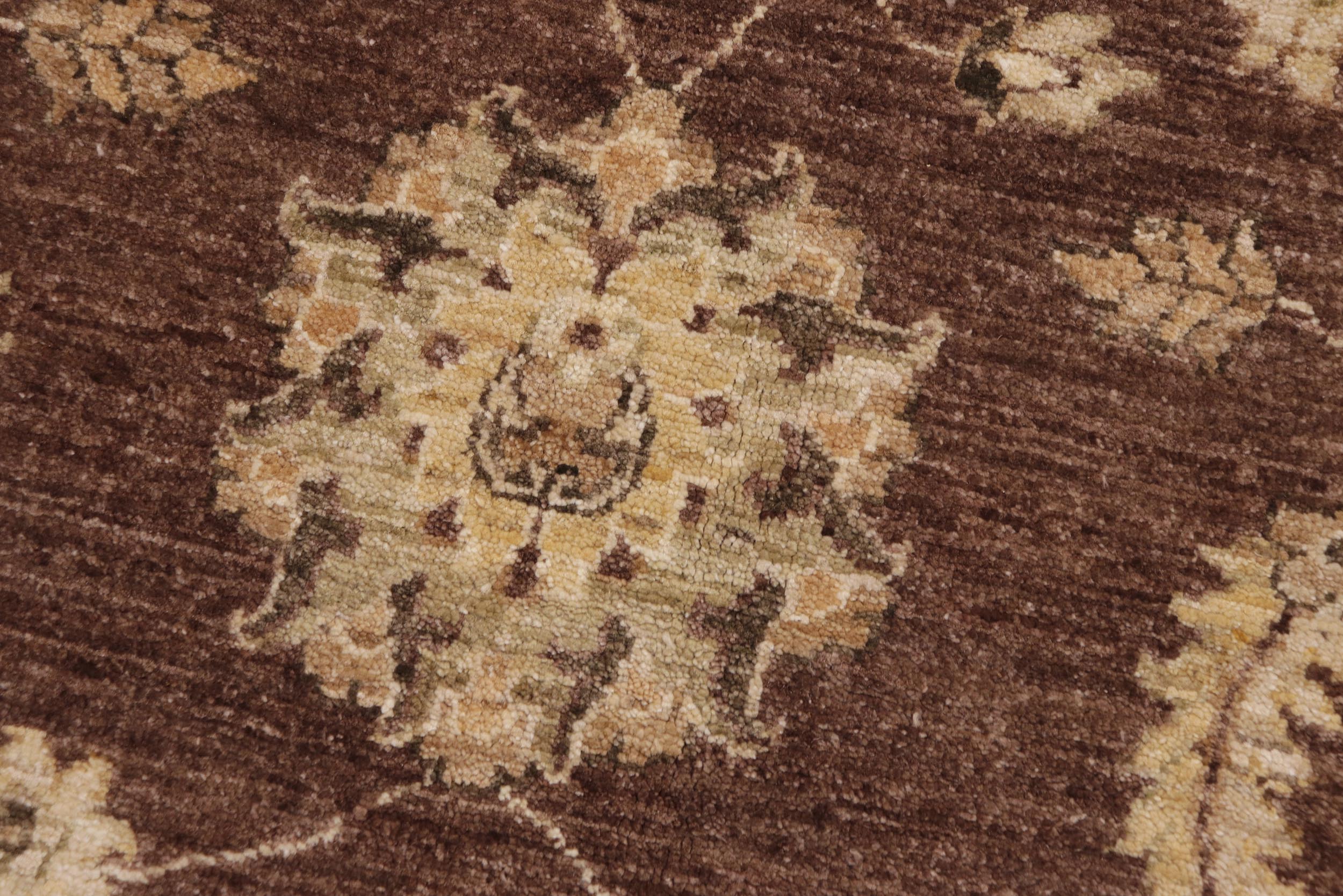 handmade Transitional Kafkaz Brown Beige Hand Knotted RECTANGLE 100% WOOL area rug 9' x 12'