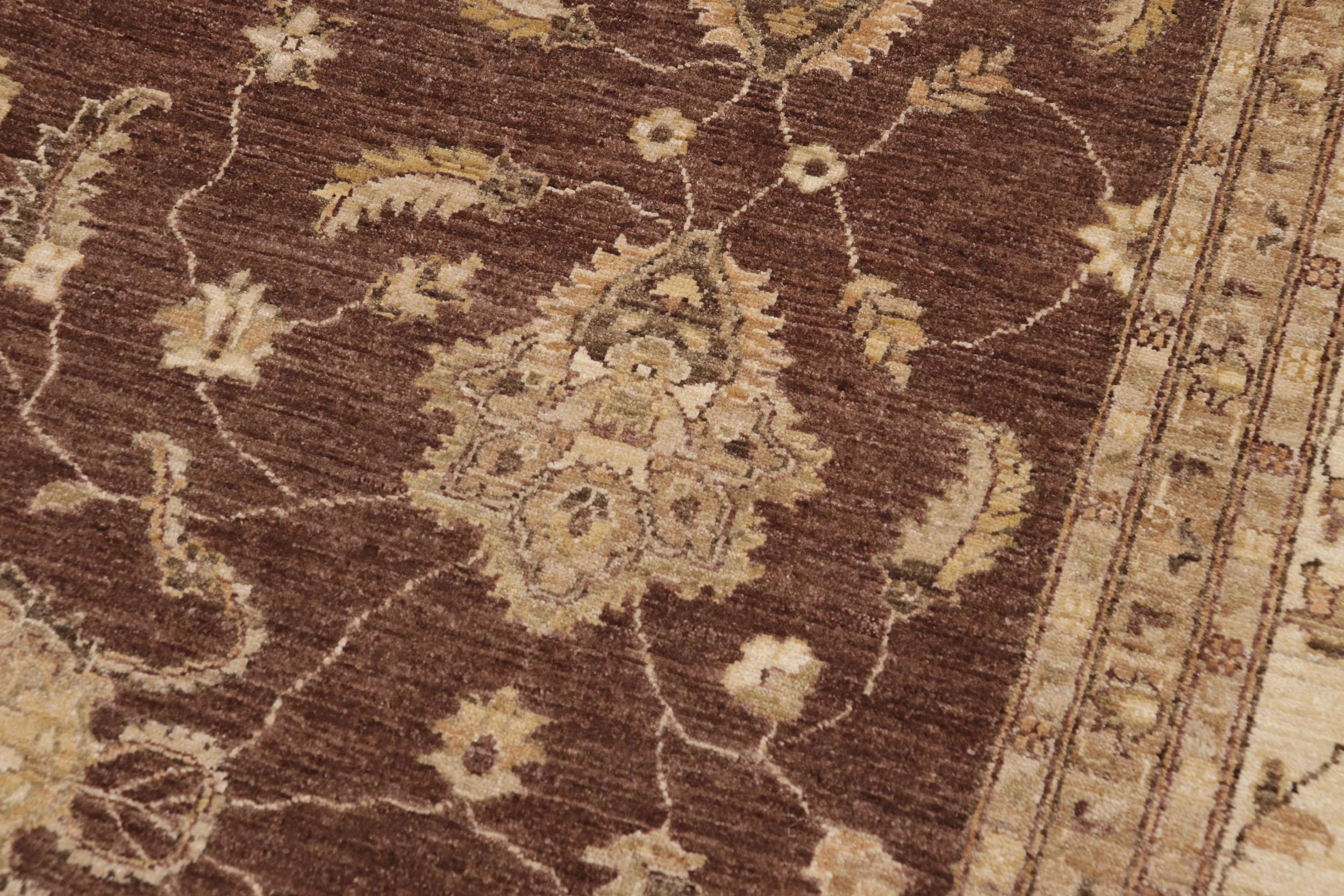 handmade Transitional Kafkaz Brown Beige Hand Knotted RECTANGLE 100% WOOL area rug 9' x 12'