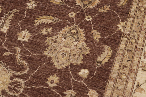handmade Transitional Kafkaz Brown Beige Hand Knotted RECTANGLE 100% WOOL area rug 9' x 12'