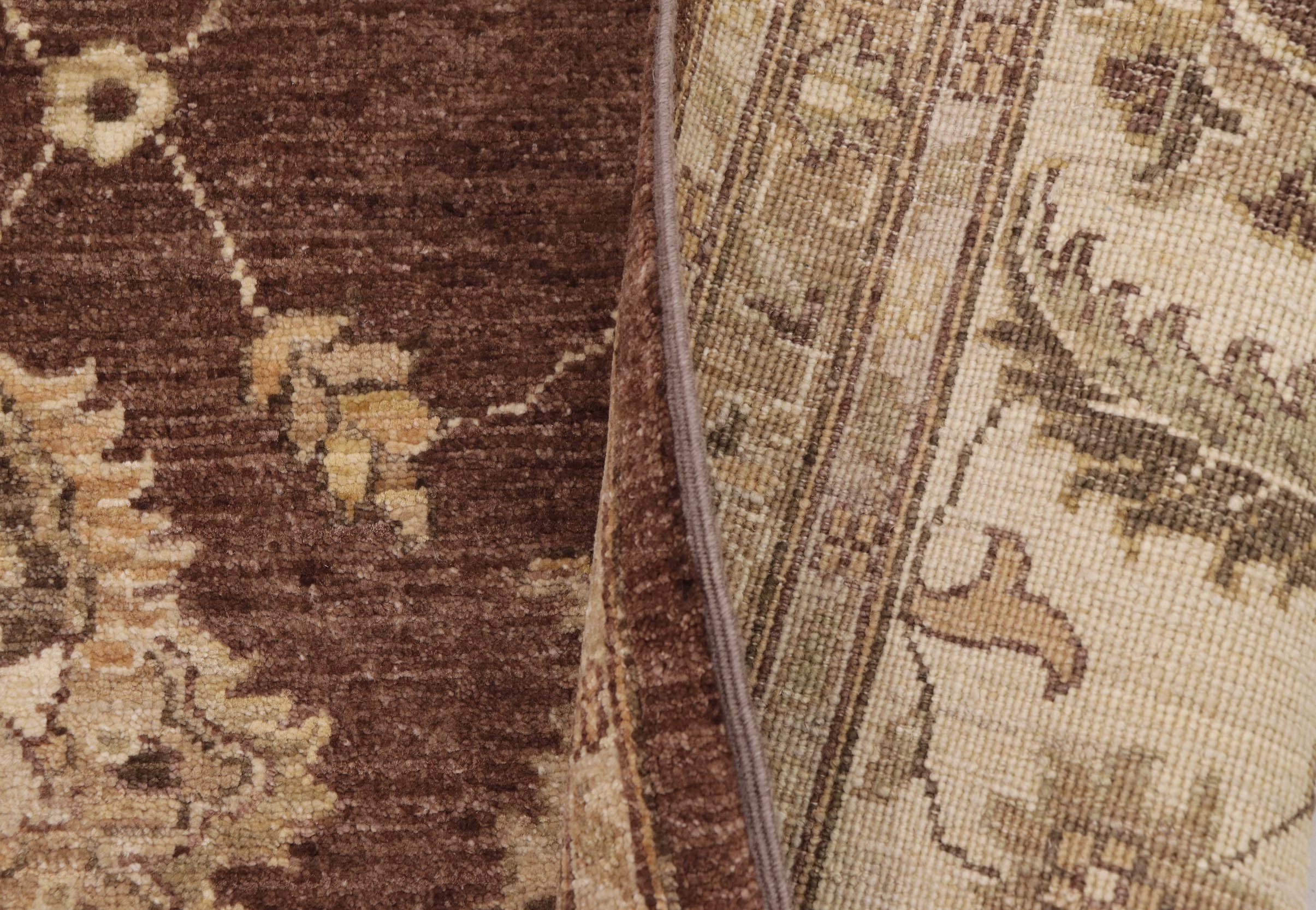 handmade Transitional Kafkaz Brown Beige Hand Knotted RECTANGLE 100% WOOL area rug 9' x 12'