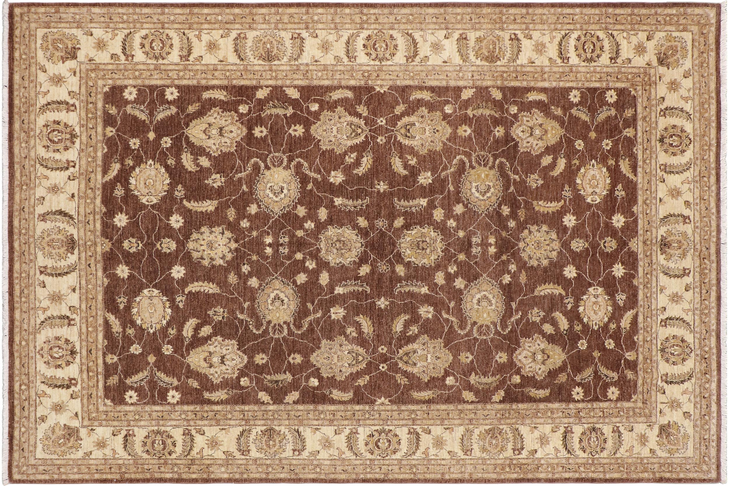 handmade Transitional Kafkaz Brown Beige Hand Knotted RECTANGLE 100% WOOL area rug 9' x 12'