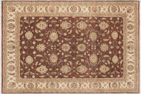 handmade Transitional Kafkaz Brown Beige Hand Knotted RECTANGLE 100% WOOL area rug 9' x 12'