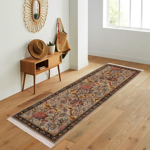 handmade Traditional Kamal Gray Black Hand Knotted RUNNER 100% WOOL area rug 3' x 8'