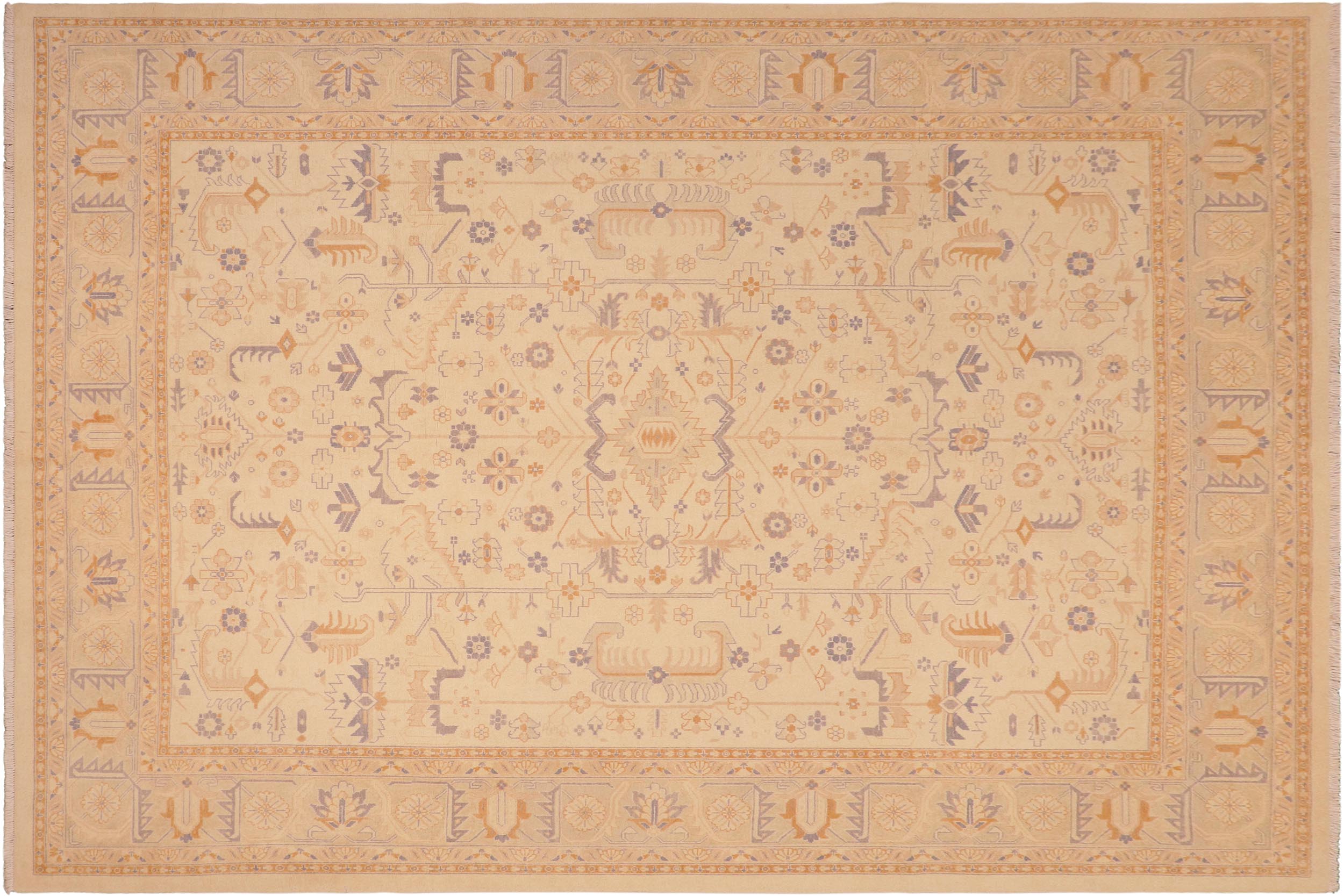 handmade Traditional Kafkaz Beige Lt. Gray Hand Knotted RECTANGLE 100% WOOL area rug 8x10