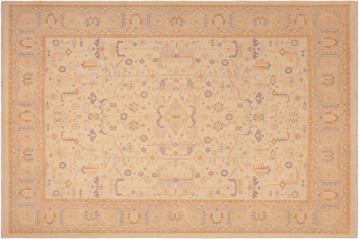 handmade Traditional Kafkaz Beige Lt. Gray Hand Knotted RECTANGLE 100% WOOL area rug 8x10
