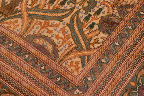 handmade Transitional Hamjolie Ivory Lt. Green Hand Knotted RECTANGLE 100% WOOL area rug 9x12