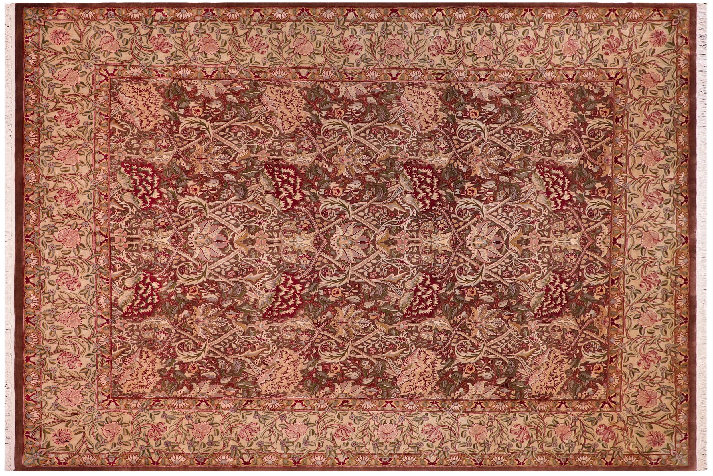 handmade Transitional William Brown Ivory Hand Knotted RECTANGLE 100% WOOL area rug 9x12