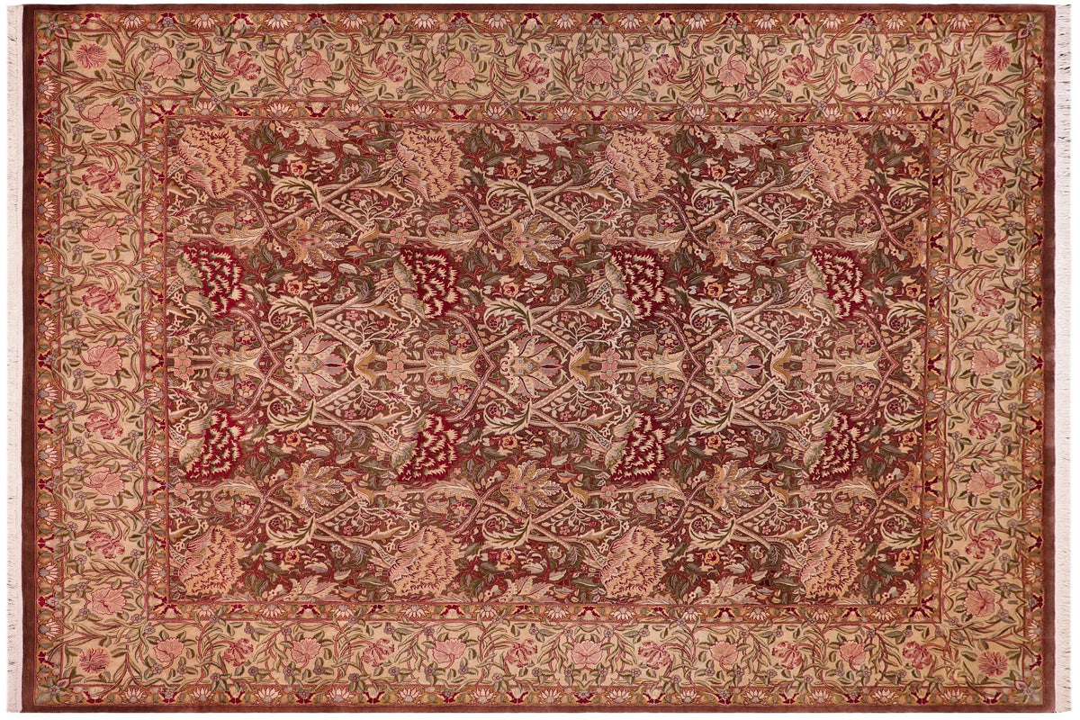 handmade Transitional William Brown Ivory Hand Knotted RECTANGLE 100% WOOL area rug 9x12