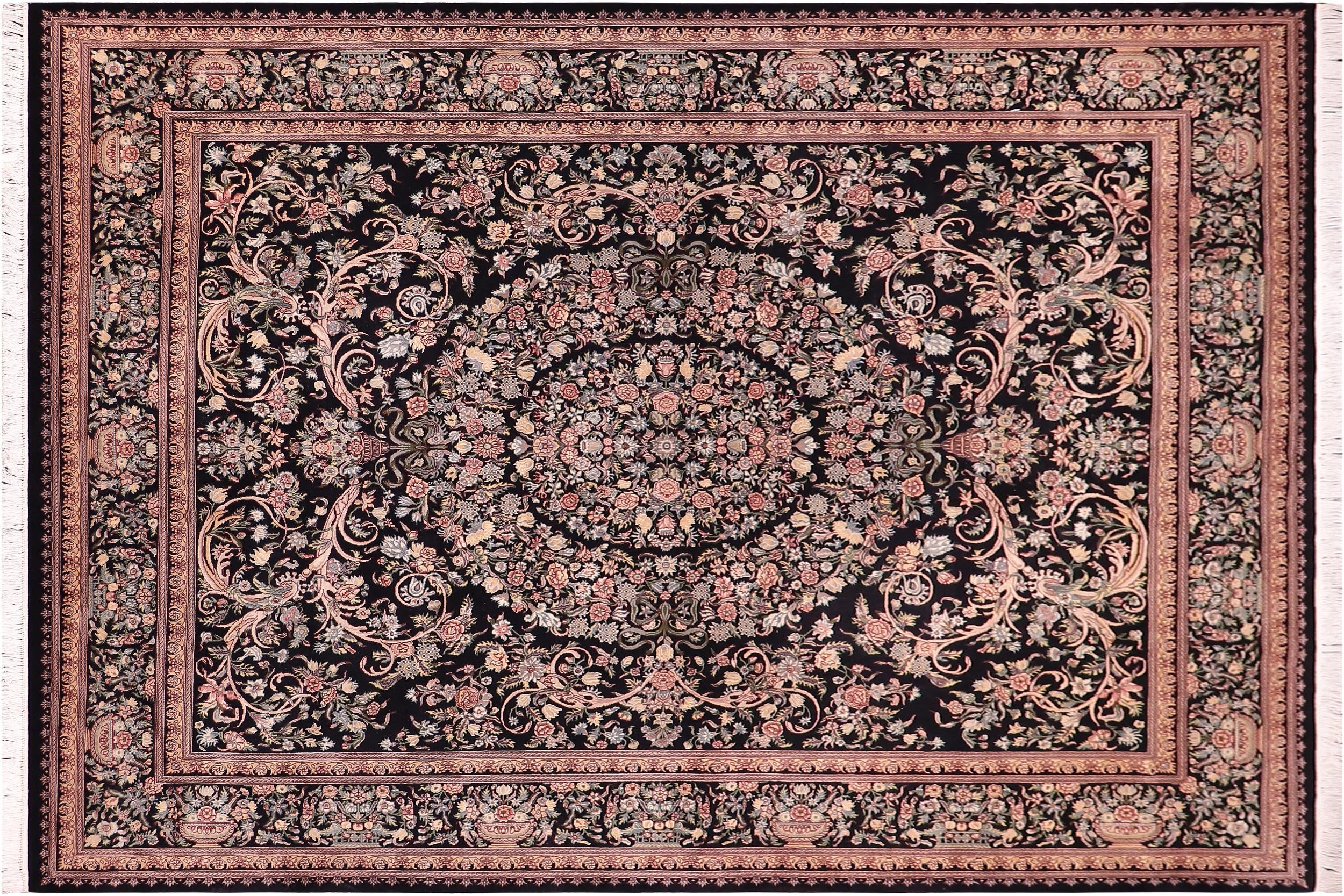 handmade Traditional Tamour Black Black Hand Knotted RECTANGLE 100% WOOL area rug 9x12