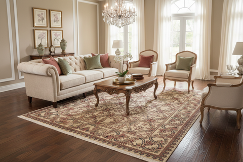 handmade Transitional Basan Ivory Ivory Hand Knotted RECTANGLE 100% WOOL area rug 9x12