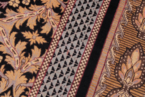 handmade Traditional Rasmi Romal Black Brown Hand Knotted RECTANGLE 100% WOOL area rug 9x12