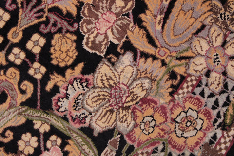 handmade Traditional Rasmi Romal Black Brown Hand Knotted RECTANGLE 100% WOOL area rug 9x12