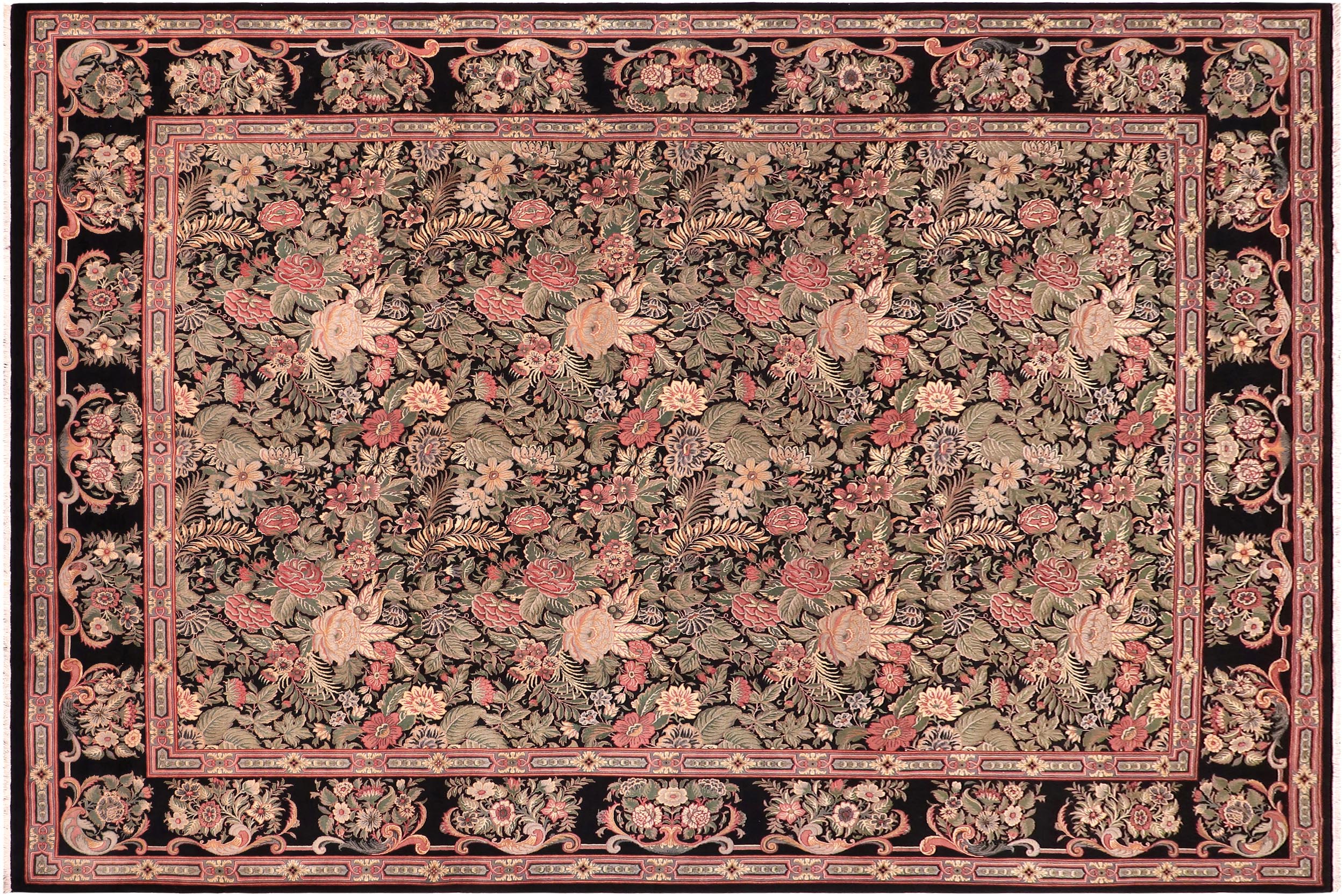 handmade Transitional Basarabian Black Black Hand Knotted RECTANGLE 100% WOOL area rug 9x12