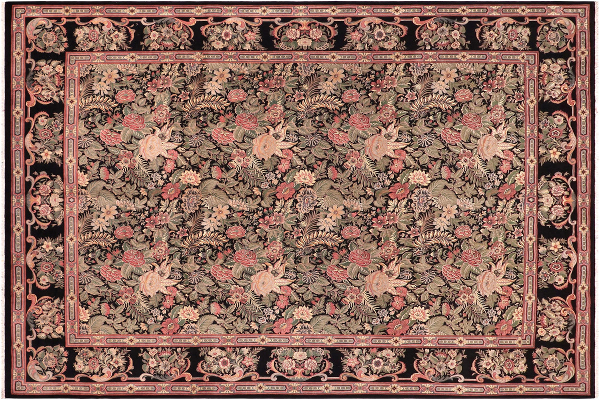 handmade Transitional Basarabian Black Black Hand Knotted RECTANGLE 100% WOOL area rug 9x12