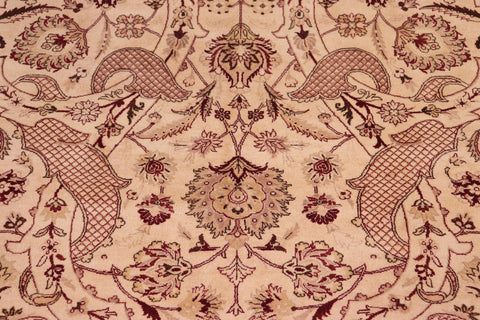 handmade Traditional Agra Beige Red Hand Knotted RECTANGLE 100% WOOL area rug 9x12