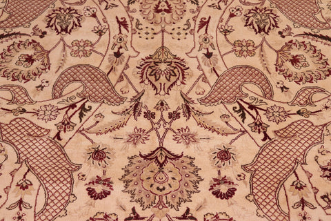 handmade Traditional Agra Beige Red Hand Knotted RECTANGLE 100% WOOL area rug 9x12