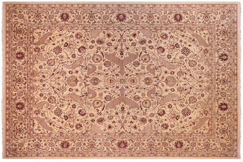 handmade Traditional Agra Beige Red Hand Knotted RECTANGLE 100% WOOL area rug 9x12