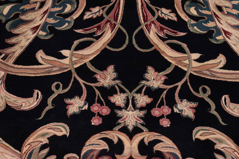 handmade Traditional Bhati Black Lt. Gray Hand Knotted RECTANGLE 100% WOOL area rug 9x12