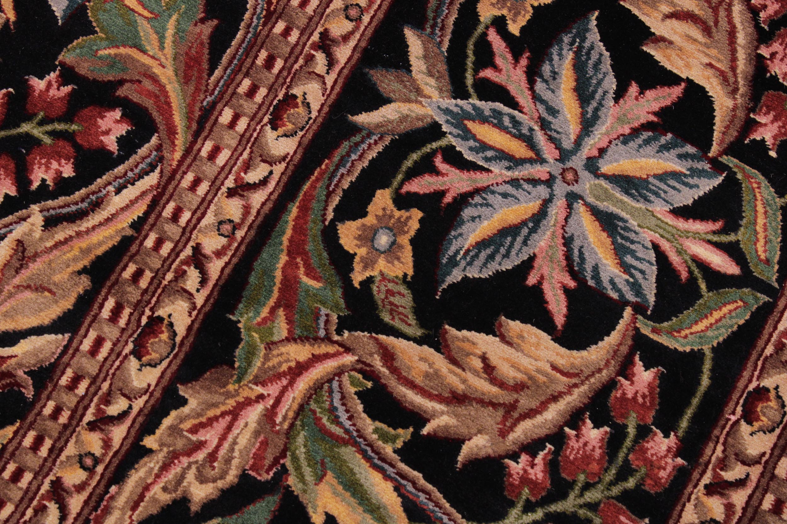 handmade Transitional Internation Black Black Hand Knotted RECTANGLE 100% WOOL area rug 9x12