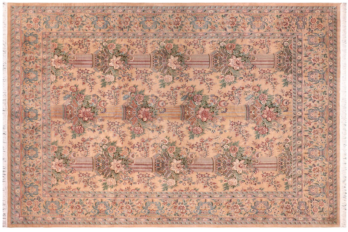 handmade Transitional Pupo Tan Tan Hand Knotted RECTANGLE 100% WOOL area rug 9x12