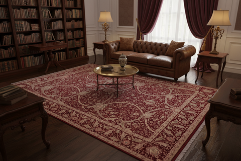 handmade Transitional Arshad Red Red Hand Knotted RECTANGLE 100% WOOL area rug 9x12