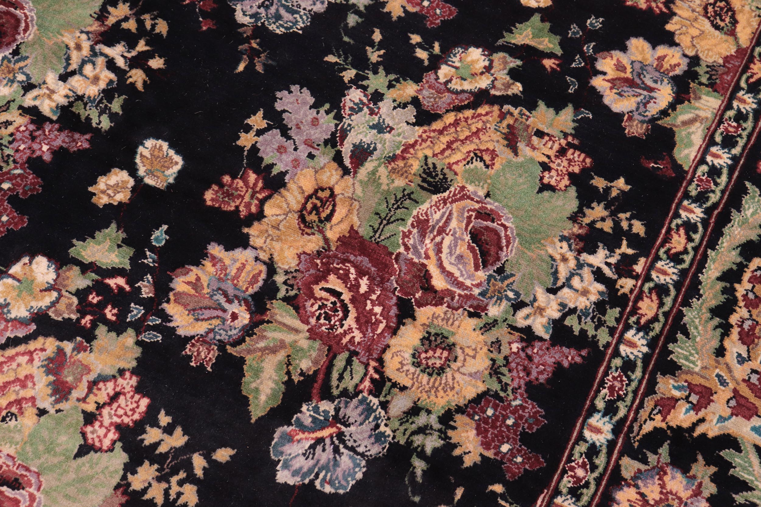 handmade Transitional Gulshan Black Black Hand Knotted RECTANGLE 100% WOOL area rug 9x12