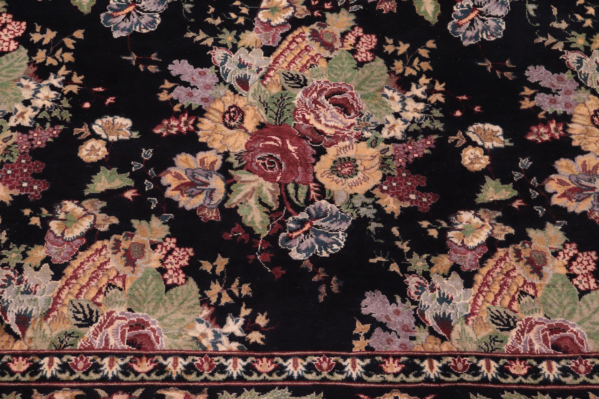 handmade Transitional Gulshan Black Black Hand Knotted RECTANGLE 100% WOOL area rug 9x12