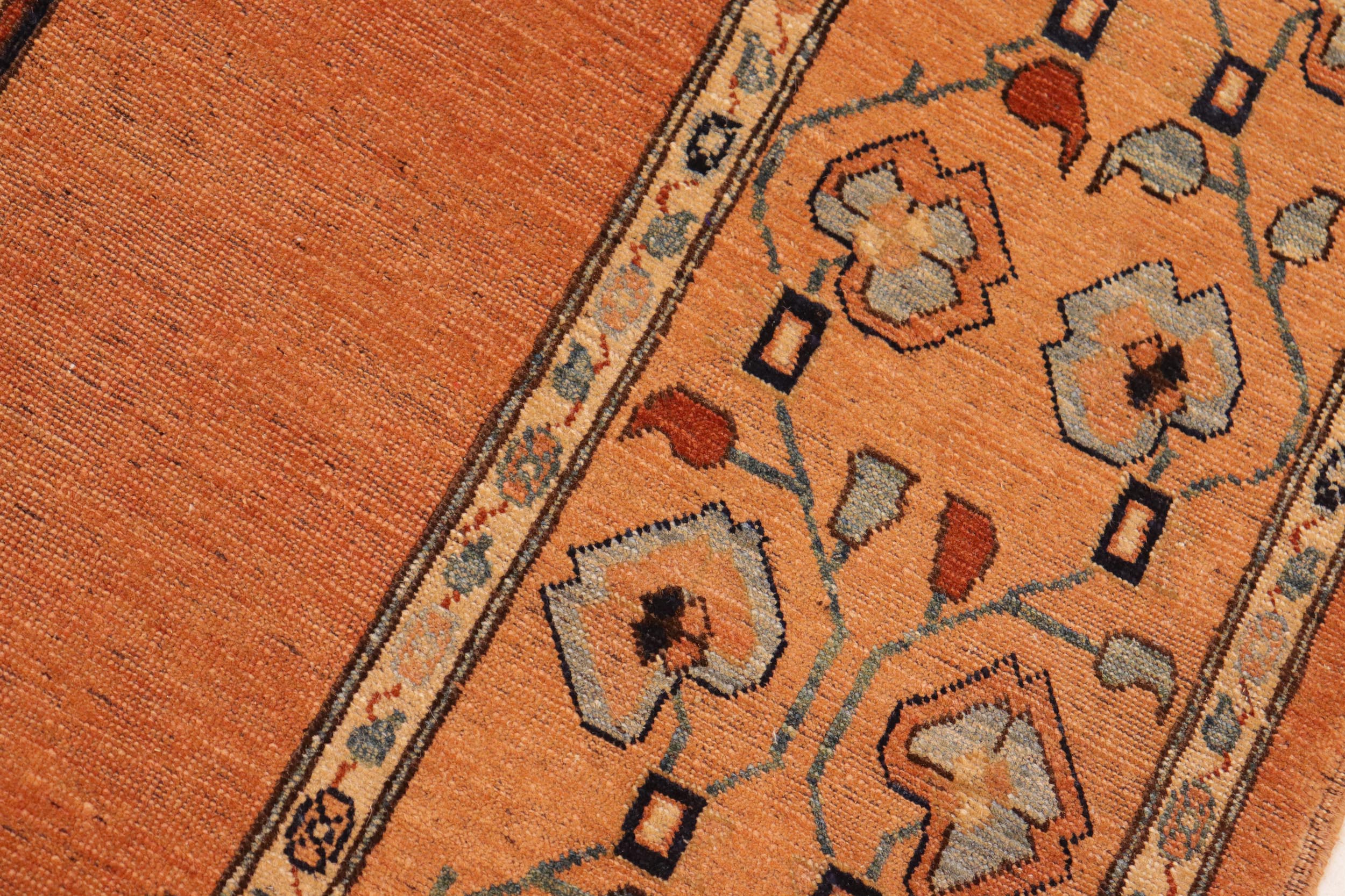 handmade Traditional Antique Rust Blue Hand Knotted RECTANGLE 100% WOOL area rug 8' x 11'