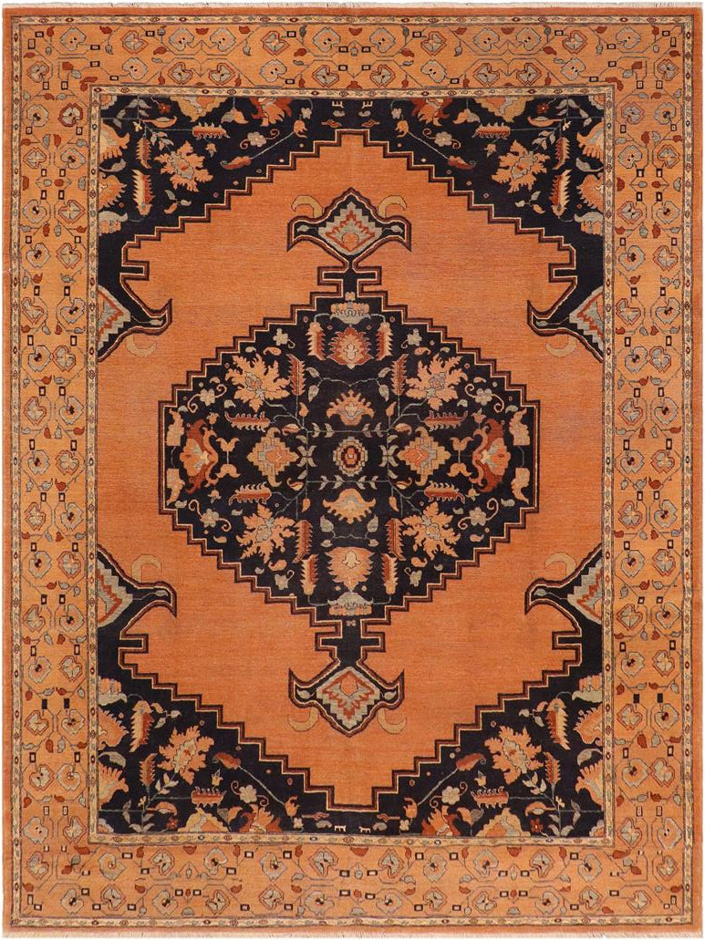 handmade Geometric Antique Rust Blue Hand Knotted RECTANGLE 100% WOOL area rug 8x11