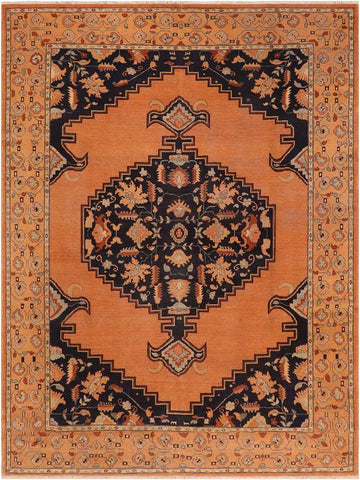 handmade Geometric Antique Rust Blue Hand Knotted RECTANGLE 100% WOOL area rug 8x11