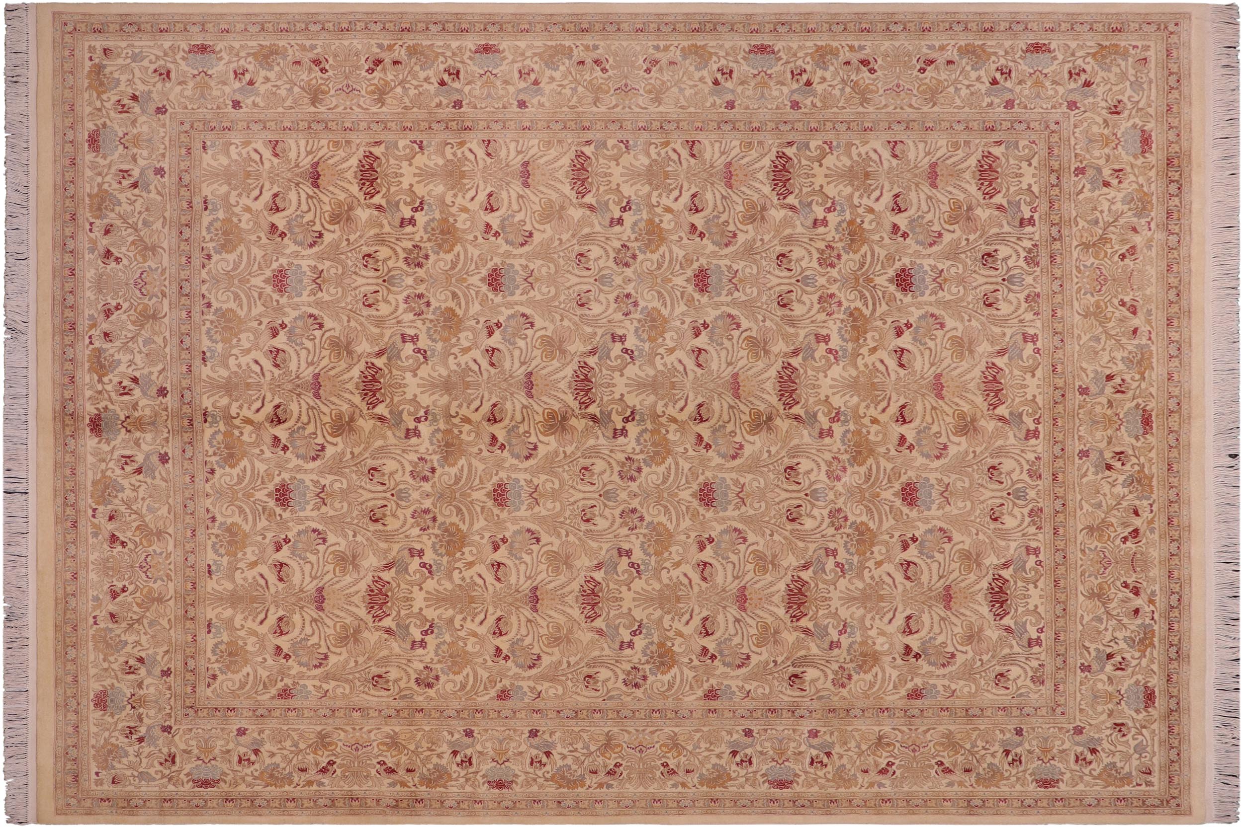 handmade Transitional Sayra Beige Red Hand Knotted RECTANGLE 100% WOOL area rug 8x10