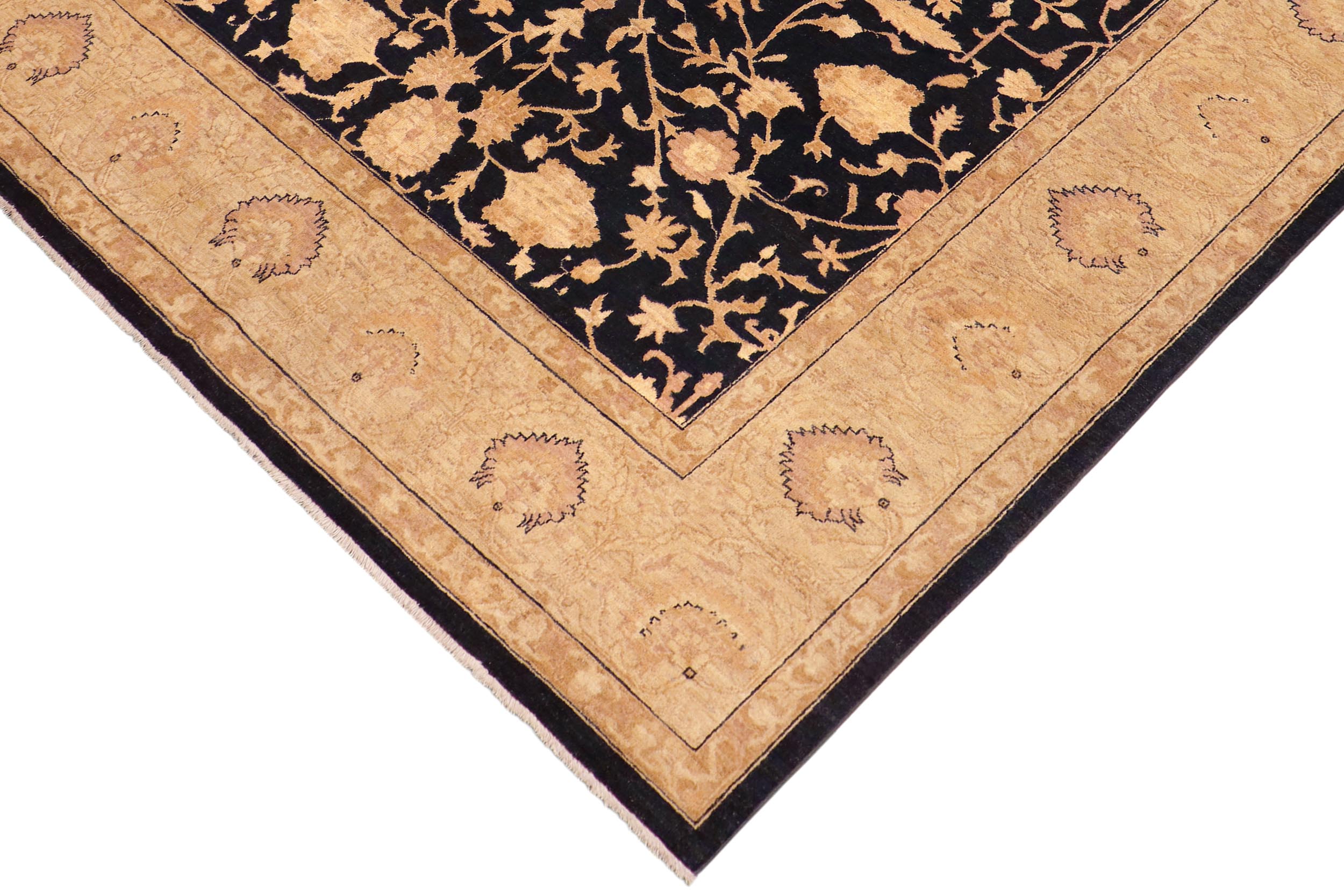 handmade Traditional Kafkaz Drk. Blue Beige Hand Knotted RECTANGLE 100% WOOL area rug 8x9