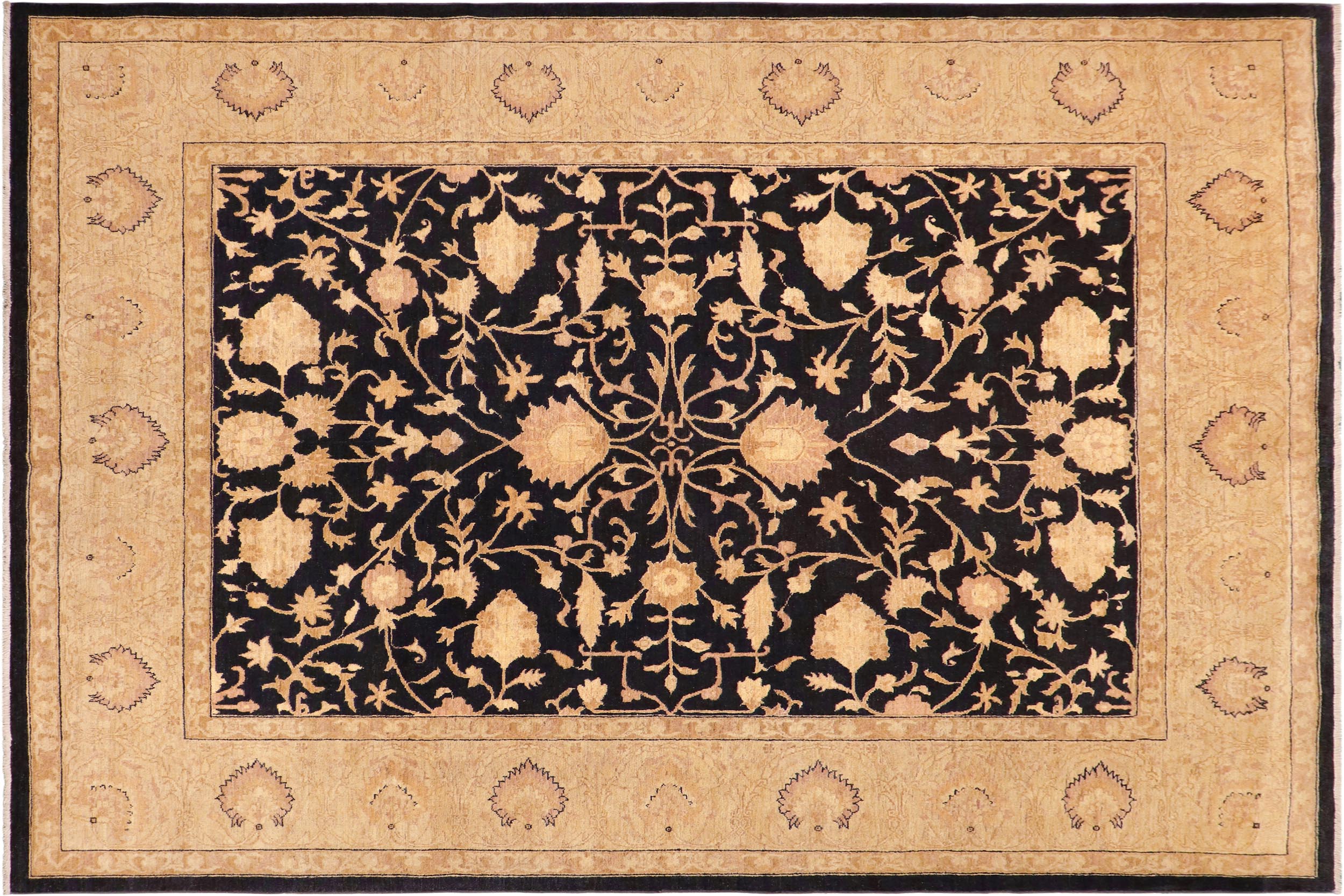 handmade Traditional Kafkaz Drk. Blue Beige Hand Knotted RECTANGLE 100% WOOL area rug 8x9