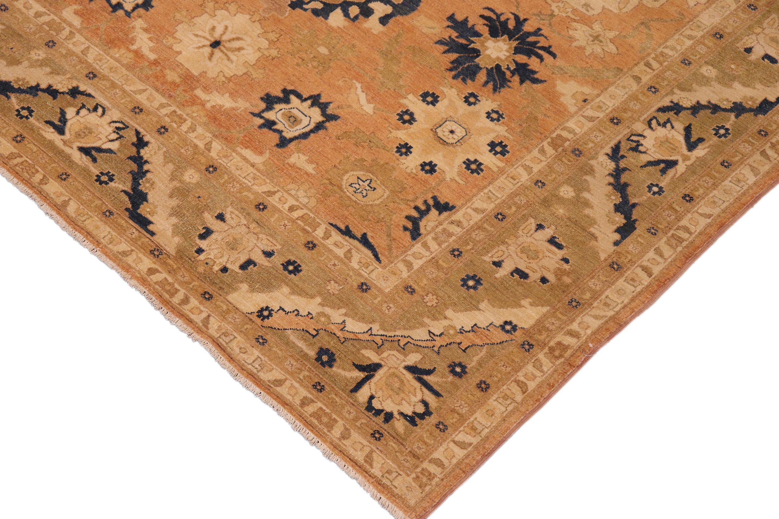 handmade Traditional Kafkaz Orange Lt. Green Hand Knotted RECTANGLE 100% WOOL area rug 8x10