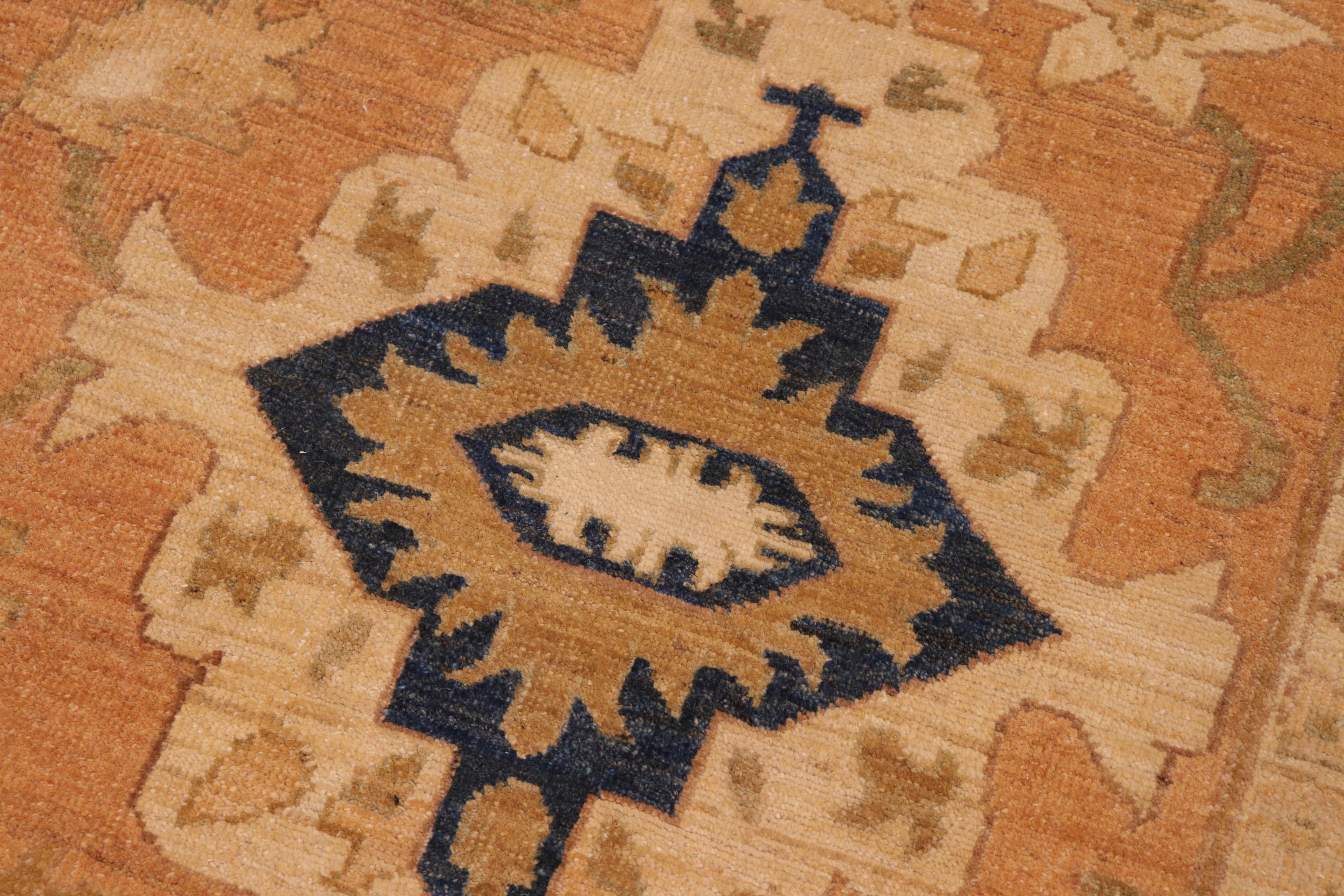 handmade Traditional Kafkaz Orange Lt. Green Hand Knotted RECTANGLE 100% WOOL area rug 8x10