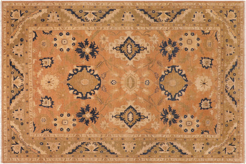 handmade Traditional Kafkaz Orange Lt. Green Hand Knotted RECTANGLE 100% WOOL area rug 8x10