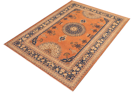 handmade Traditional Kafkaz Rust Blue Hand Knotted RECTANGLE 100% WOOL area rug 8' x 10'