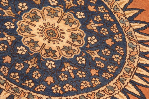 handmade Traditional Kafkaz Rust Blue Hand Knotted RECTANGLE 100% WOOL area rug 8' x 10'