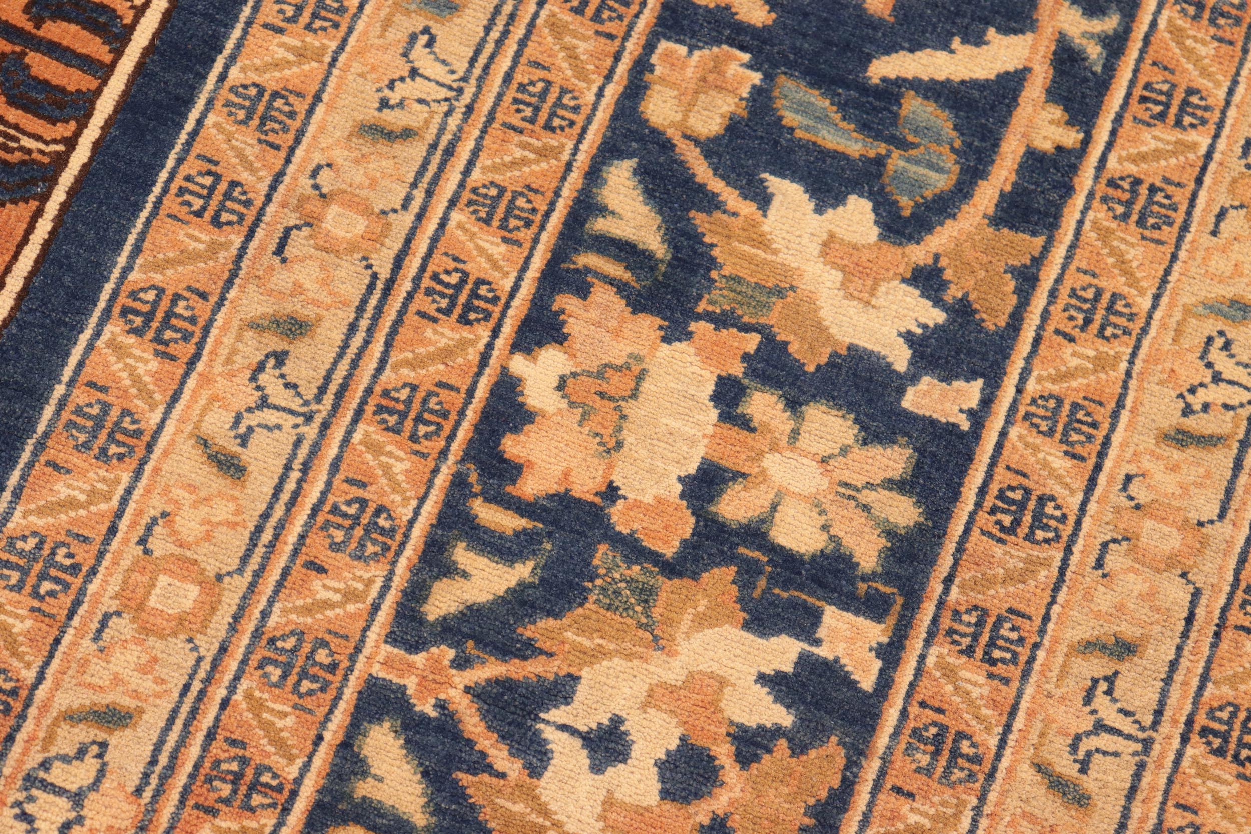 handmade Traditional Kafkaz Rust Blue Hand Knotted RECTANGLE 100% WOOL area rug 8' x 10'