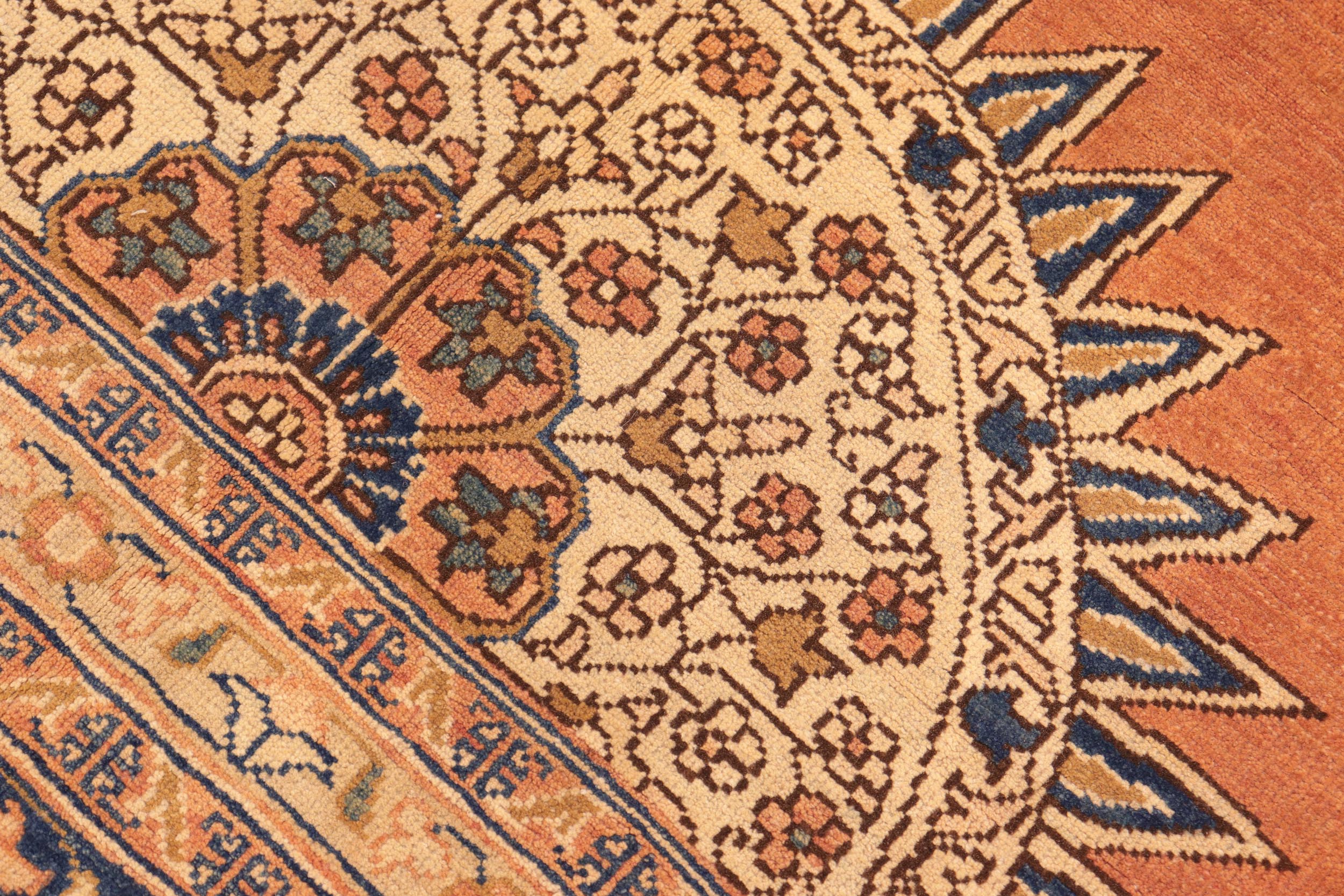 handmade Traditional Kafkaz Rust Blue Hand Knotted RECTANGLE 100% WOOL area rug 8' x 10'