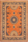handmade Traditional Kafkaz Rust Blue Hand Knotted RECTANGLE 100% WOOL area rug 8 x 10