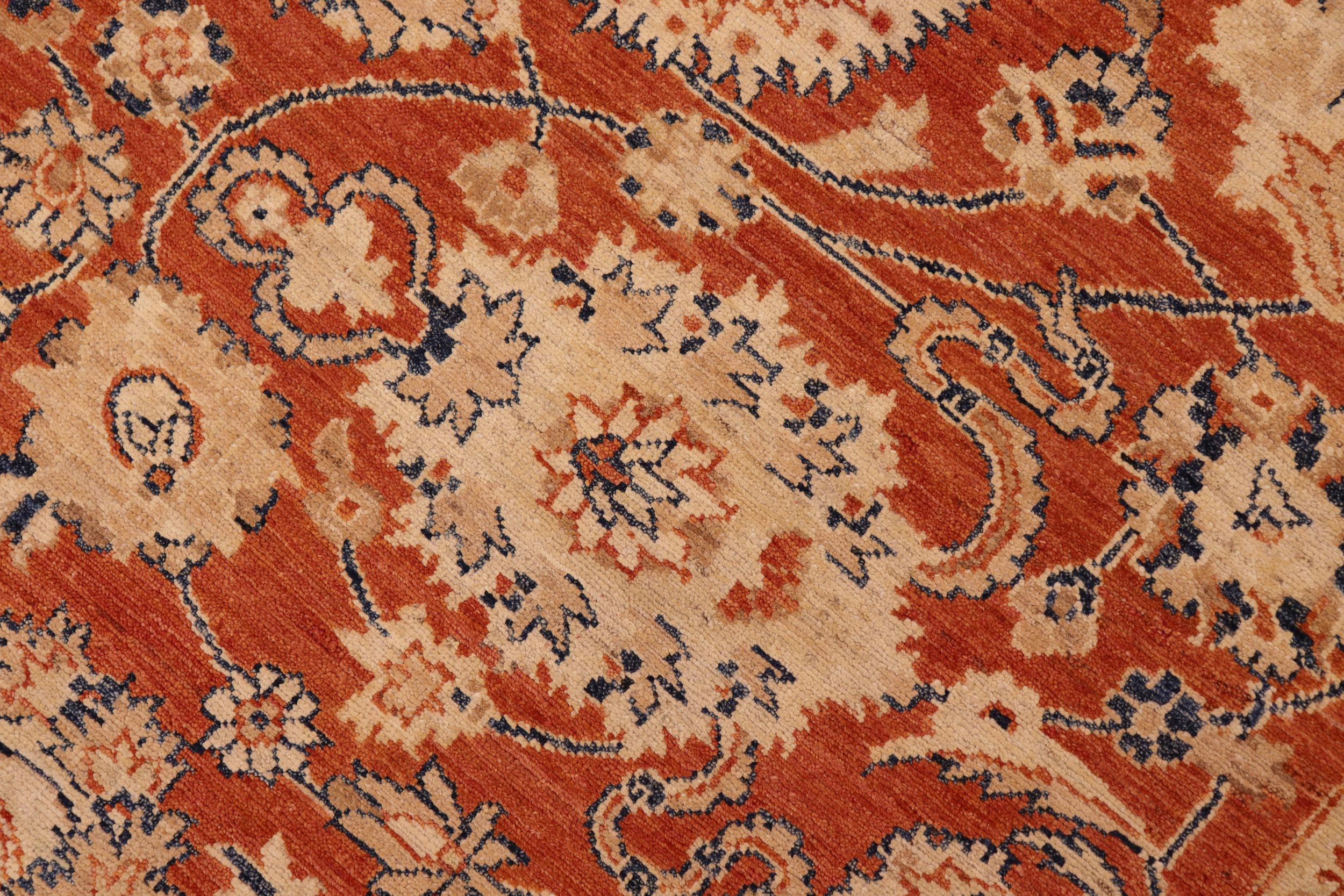 handmade Traditional Kafkaz Rust Blue Hand Knotted RECTANGLE 100% WOOL area rug 8x10