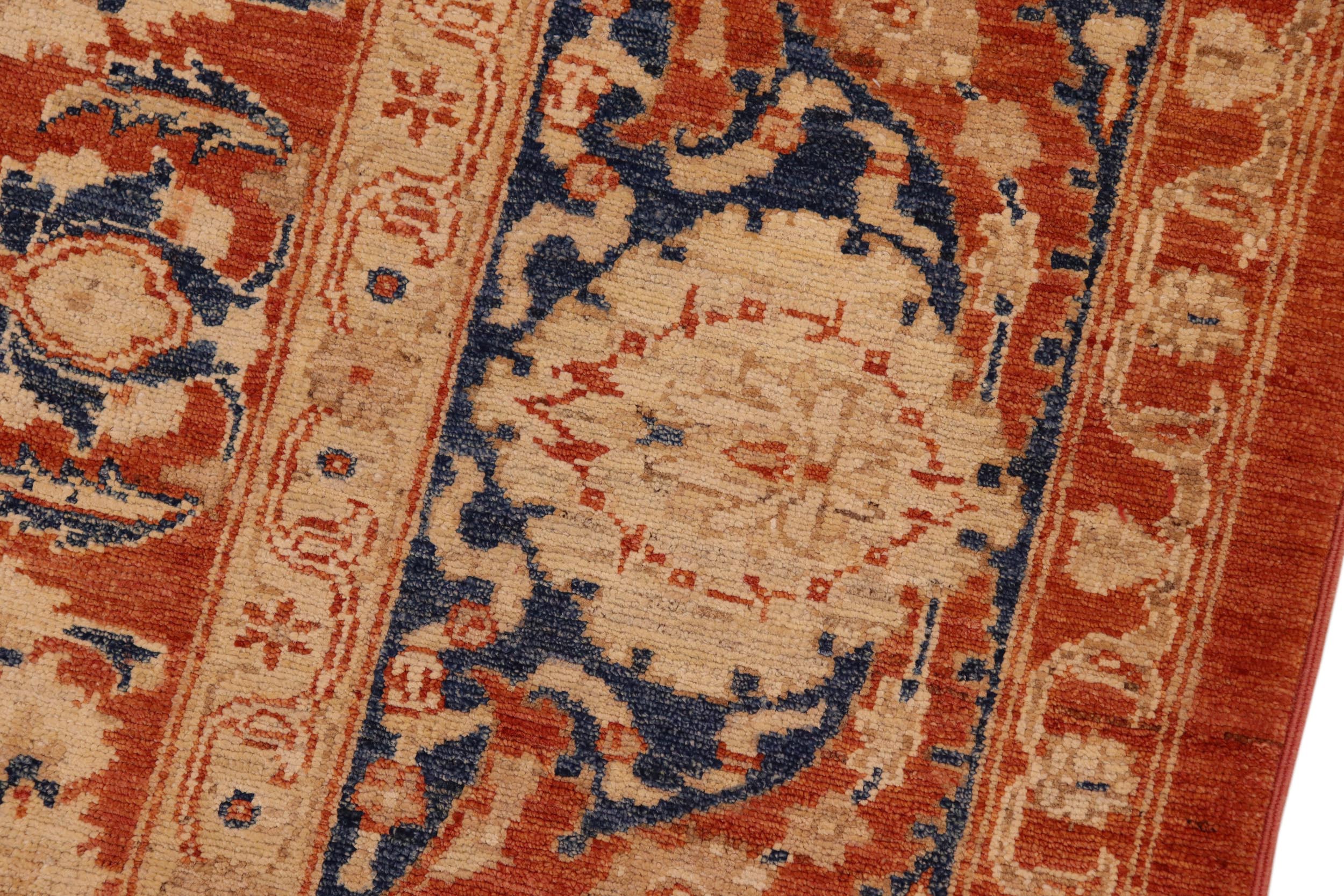 handmade Traditional Kafkaz Rust Blue Hand Knotted RECTANGLE 100% WOOL area rug 8x10