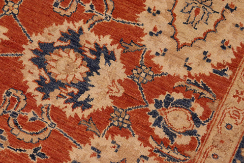 handmade Traditional Kafkaz Rust Blue Hand Knotted RECTANGLE 100% WOOL area rug 8x10