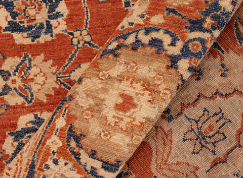 handmade Traditional Kafkaz Rust Blue Hand Knotted RECTANGLE 100% WOOL area rug 8x10