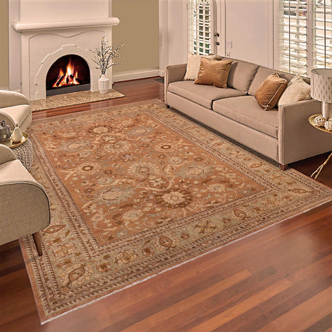 handmade Traditional Kafkaz Lt. Brown Lt. Green Hand Knotted RECTANGLE 100% WOOL area rug 8x10