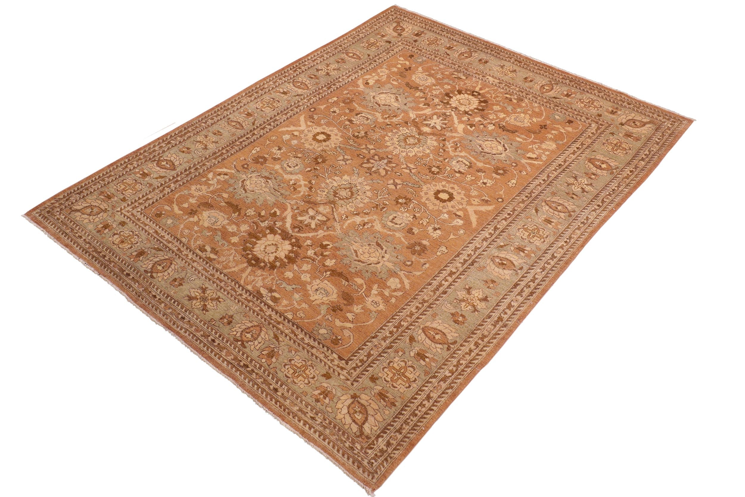 handmade Traditional Kafkaz Lt. Brown Lt. Green Hand Knotted RECTANGLE 100% WOOL area rug 8x10