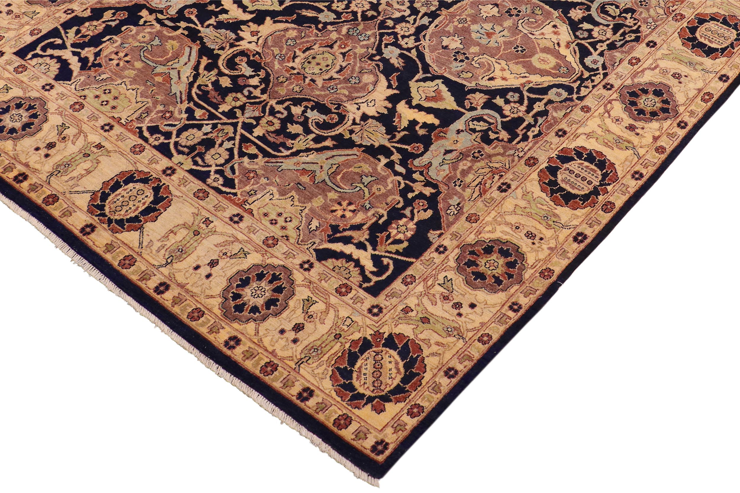 handmade Traditional Kafkaz Blue Tan Hand Knotted RECTANGLE 100% WOOL area rug 8x10