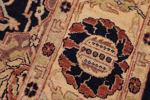 handmade Traditional Kafkaz Blue Tan Hand Knotted RECTANGLE 100% WOOL area rug 8x10